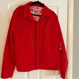 Calvin Klein NWT Red Slimfit Rain Jacket with zippered pockets Moto Jacket XL